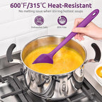 U-Taste Extra-Long 600ºF Heat Resistant Spatula Spoon: 14" Silicone Spoonula Cooking Utensils for Kitchen Use, Non-Stick Scoop Scraper with Soft Edge & Firm Core for Baking, Mixing, Serving (Purple)