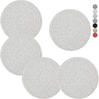 Trivets for Hot Dishes, Pots and Pans, 8 Inches Hot Pads 5 Pcs, Pot Holders for Kitchen, Heat Resistant Mat Protect Counter, Coasters Set Home Essentials Farmhouse Decor (Gray)