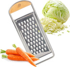 Cheese Grater Handheld - Stainless Steel Flat Food Grater with Cherrywood Handle - Coarse Shredder Kitchen for Medium-Hard Cheese and Vegetables - Italian Made Kitchen Gadgets by Kings County Tools