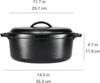 Amazon Basics Round Pre-Seasoned Cast Iron Dutch Oven Pot with Lid and Dual Handles, Heavy-Duty & Large, 7-Quart, Black
