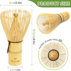Bamboo Matcha Whisk, Handcrafted Organic Traditional Japanese Chasen, Matcha Stirrer Green Tea Preparation Mixing Tool Accessory (120 Prongs)