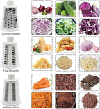Rotary Cheese Grater Chopper Vegetable Cutter Slicer with Stainless Steel Drum Blades for kitchen, 5 in 1 Manual Round Mandoline Julienne Shredder Potato Grinder for Fruit, Nuts,Onion Green