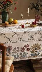 patdrea Designer Linen French Tablecloth for Rectangle Table,Fall Country Breathable Floral Tablecloths,Table Cover for Kitchen Dining,Tea Party,Christmas,Thanksgiving,55"x87"-Oliveirad