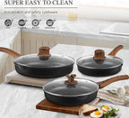 Vinchef 12.5" Non Stick Frying Pans, Skillet with Lid Used for All Stoves, Induction Non Toxic Cookware, Cooking Pans Nonstick Capable of Kitchen