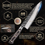 240mm Gyuto Knife, 9.5 Inch Japanese Chef Knife with AUS-8 Alloy Steel, Black Forged Japanese Carving Knives for Meat with Full-Tang Pakkawood Hanle, Premium Box for Husband, Dad