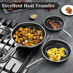 Innerwell Nonstick Frying Pans 8 Inch Hybrid Tri-Ply Stainless Steel Frying Pan Skillet Titanium Ceramic Nonstick Cooking Pan,PFAS/PFOA/PTFE Free,Compatible with All Cooktops