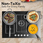 Non Stick Frying Pans Set with 3 Lid, Non-Toxic Hybrid Pans Set Nonstick (8+10+12inch),Pan for cooking, nonStick Cookware, Dishwasher and Oven-Safe Cookware Sets, Stainless Steel Skillets