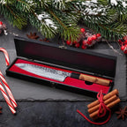 MITSUMOTO SAKARI 8 inch Gyuto Chef Knife, Japanese Hand Forged Kitchen Chef's Knives, 3-Layer 9CR18MOV High Carbon Steel, Rosewood Handle & Sandalwood Box