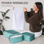Aerotrunk Compression Packing Cubes for Travel - Luggage Organizer Bags - Double Zipper Packing Cubes for Suitcases (4-Pack, Teal)