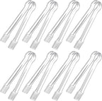8-Piece Plastic Tongs - Clear Mini Serving Utensils, 6.3 Inch Small Tongs for Food, Ice, Salad, Buffet, Weddings, Barbecue Party