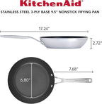 KitchenAid 71008 3-Ply Base Brushed Stainless Steel Nonstick Frying Pan/Fry Pan/Skillet, 9.5 Inch