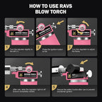 RAVS Butane Torch, Kitchen Torch Lighter for Creme Brulee with Adjustable Flame, Cooking Torch for Baking, BBQ, Desserts, Metal Mini Torch with Safety Buckle, Pink (Butane Not Included)