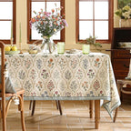 ISAENNE Designer Linen Extra Long Rectangle Tablecloth,Western Colorful Floral Indoor Table Cloth,Wrinkle Resistant Decor Tablecloths for Dining Thanksgiving Kitchen,63"*110"-Serenity B