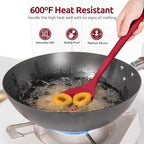 U-Taste 600ºF Heat Resistant Wok Spatula: 13.76" Long, 3.63" Wide Silicone Cooking Utensils with Flexible Edge & Sturdy Core, for Kitchen Stir Fry, Serving, Scoop, in Non-Stick Pan, Carbon Steel (Red)