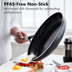 OXO Agility 10" Nonstick Frying Pan Skillet, Ceramic PFAS-Free Nontoxic Cookware, Induction Suitable, Compatible on All Cooktops, Dishwasher & Oven Safe, Stainless Steel Handle, Black