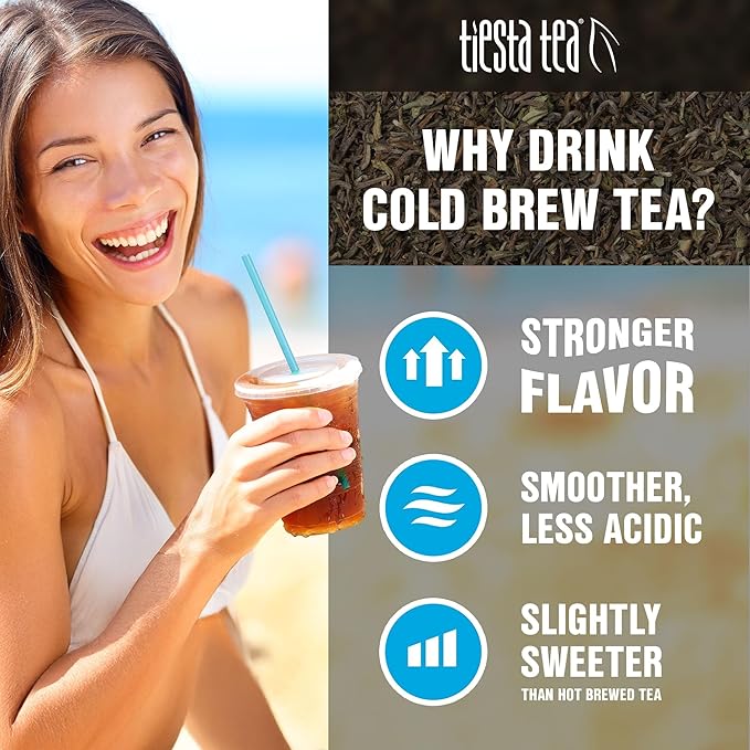 Tiesta Tea - Lean Green Machine Cold Brew, Loose Leaf, Light Citrus Green Tea, Medium Caffeinated Blend, Cold Brew Packets, Makes 64 oz Per Bag (Pack of 10)