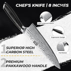 HOSHANHO 5 Pieces Knife Set, Professional Powder Steel Chef Knife Set, Ultra Sharp Japanese Kitchen Knives Set with Ergonomic Pakkawood Handle