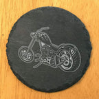 Level Up Your Man Cave: Rustic Chopper Coasters for The Motorcycle Enthusiast - Round Slate - Set of 6