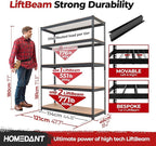 HOMEDANT 5 Tier Laminated Boltless Heavy Duty Garage Storage Adjustable Wide Size Metal Shelving Unit Utility Rack Shelves Organization Multipurpose Shelf Shed Warehouse 47.7"W x 18.2"D x 71.3"H 2Pack