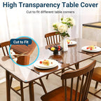 Clear Round Table Cover Protector 48 Inch, 1.5mm Transparent Plastic Table Protector Waterproof, Anti-Scratch Clear Desk Mat for Office Desktop Dresser Dining Table, FDA Compliant