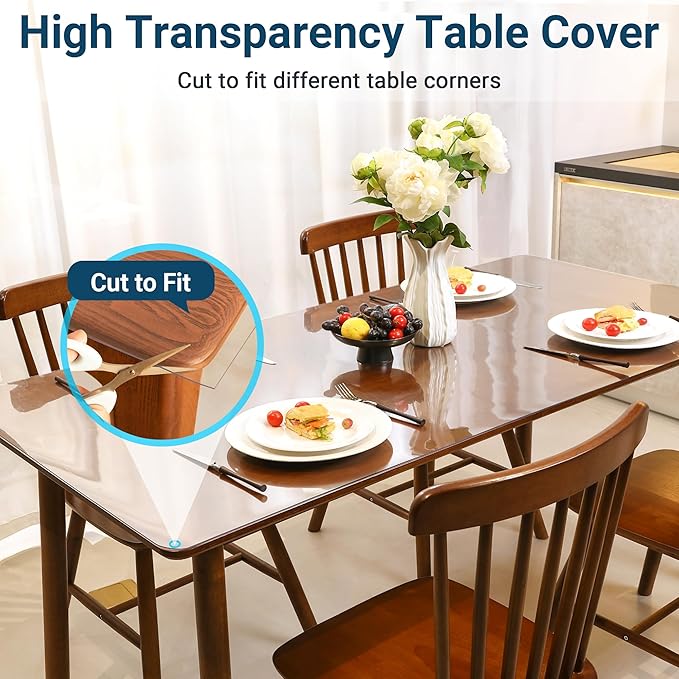 Clear Table Cover Protector Rectangle 16x32 Inch, 1.5mm Transparent Plastic Table Protector Waterproof, Anti-Scratch Clear Desk Mat for Office Desktop Dresser Dining Table, FDA Compliant