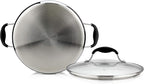 AVACRAFT 18/10 Tri-Ply Stainless Steel Dutch Oven, Chef’s Pan with Glass Lid, Induction Compatible, Multipurpose Stock Pot, 5 Quart