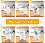 7 IN 1 Upgraded Rotary Cheese Grater with Handle – Vegetable Shredder with Built-in Storage Blade Slot, 5 Versatile Blades, Strong Suction Base Round Mandoline Slicer, Food Chopper for Kitchen