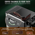 TENKER Espresso Machine with Grinder, 20 Bar Coffee Machine with Milk Frother for Home, All-in-One Stainless Steel Coffee Maker to Make Latte, Cappuccino, Hot or Cold Brew Iced Coffee