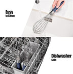 18/8 Stainless Steel Balloon Whisk, Doosu Kitchen Whisk for Cooking Handheld Egg Beater with Rust-Proof Sturdy Wires & Non-Slip Silicone Handle for Beating, Stirring, Blending (8 Wires, Navy Blue)