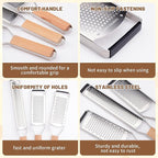 SHIKORI Professional Cheese Graters for Kitchen Stainless Steel Handheld, Metal Lemon Zester Grater With Wood Handle For Cheese, Chocolate, Spices, Kitchen Gadgets And Tools-3 Pcs