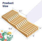 Bamboo In-Drawer Knife Block for 15 Knives(Not Included), Knife Drawer Organizer,Knife Holder Countertop,Block Knife Storage Organizer for Kitchen