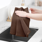 Homaxy 100% Cotton Waffle Weave Kitchen Dish Towels, Ultra Soft Absorbent Quick Drying Cleaning Towel, 13 x 28 Inches, 8-Pack, Coffee