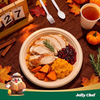 JOLLY CHEF Compostable Heavy Duty Plates 𝟭𝟬 𝗜𝗻𝗰𝗵 [𝟯𝟬𝟬 𝗣𝗮𝗰𝗸] Eco-Friendly Disposable Paper Plates Made of Bagasse Biodegradable Bulk for Party Dinner Sugarcane Thanksgiving Day (Natural)