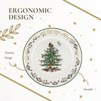 Spode Christmas Tree 12" Gold Round Serving Platter - Porcelain Serving Plate for Holiday Snacks, Appetizers, Buffet Displays - Microwave & Dishwasher Safe - Elegant Holiday Tableware