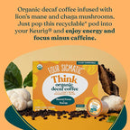 Four Sigmatic Decaf Mushroom Coffee K-Cups | Organic Dark Roast Coffee with Lion’s Mane & Yacon | Focus & Immune Support | Vegan & Keto | Sustainable Pods | 24 Count