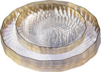 PLASTICPRO 120 Pack Plastic Plates Set of 60-10 inch Plates and 60-7 inch Plates, Elegant Clear Spiral and Gold Rim Disposable Fancy Plates Premium Heavyweight