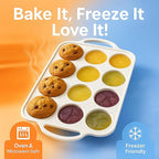 2 Pack Regular Muffin Pan - 12 Cup Silicone Muffin Pan for Baking with Metal Reinforced Frame - Regular Size Cupcake Pan, BPA Free Silicone Muffin Tray - Oven & Dishwasher Safe - Cream