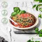 Ecovita 100% Compostable Forks Spoons Knives Cutlery Combo Set - 380 Large Disposable Utensils (7 in.) Eco Friendly Durable and Heat Resistant Alternative to Plastic Silverware with Convenient Tray
