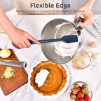 14" Extra Long Silicone Spatula: U-Taste 480ºF Heat Resistant Flexible Baking Mixer Scraper, Large Rubber Mixing Stirring Scraping Seamless Kitchen Turner Utensil for Nonstick Cookware(Midnight Blue)