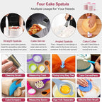 Aluminum Alloy Revolving Cake Stand & Carrier - 268PCS Kit with 54 Piping Tips, Acrylic Cake Discs, Various Spatulas