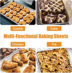 TeamFar Baking Sheet Set of 3, 16/12.5/10.5 Inch Stainless Steel Cookie Sheets Baking Pans, Metal Oven Baking Tray for Cooking Roasting Serving, Non-Toxic & Mirror Finish & Dishwasher Safe