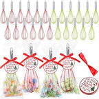 72 Sets 12 Inch Christmas Whisks Gifts DIY Fillable Christmas Tree Ornaments Xmas Colored Silicone Whisks for Cooking Heat Resistant Egg Beaters with Card Rope Bag for Candy Holder
