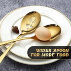 4 Piece Stainless Steel Serving Spoon Set - 2 Large, 2 Slotted,Dishwasher Safe,10-Inch,Gold, for Parties/Kitchen/Buffet/Catering