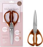 Rachel Zoe Multi-Purpose Kitchen Scissors, Stainless Steel Kitchen Shears with Protective Sheath & Soft Handle Grips, Dishwasher Safe, Vegetables, Fruits & Meat Cutting Scissors (Brown/Silver)