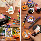 Shuttle Art 60 Colors Dual Tip Acrylic Paint Markers, Brush Tip and Fine Tip Acrylic Paint Pens for Rock Painting, Ceramic, Wood, Canvas, Plastic, Glass, Stone, Calligraphy, Card Making, DIY Crafts