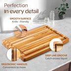 Yes4All Solid Teak Cutting Boards for Kitchen, [24''Lx18''Wx1.5”Thick] Extra Large Edge Grain Butcher Block Cutting Board, Food Safe Surface Wood Cutting Boards with Juice Grooves and Easy Grip Handle