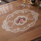 Clear Table Cover Protector Plastic Vinyl Table Cloth with White Lace Pattern Oil Spill Proof Plastic Tablecloths for Dining Tables Parties Holidays (French Lace, 60 x 84 Inches)