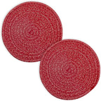 Trivets for Hot Dishes, Pots and Pans, 8 Inches Hot Pads 5 Pcs, Pot Holders for Kitchen, Heat Resistant Mat Protect Counter, Coasters Set Home Essentials Farmhouse Decor (Red)