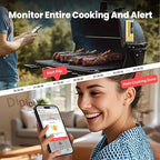 WiFi Sub-1G Wireless Meat Thermometer Unlimited Range 7 NIST Certified Sensors with Ambient Temp 2 Temp Monitoring Ways Digital Smart Base and App for BBQ, Smoker, Grill, Oven (2, black, small)