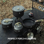 Alocs Camping Cookware, Portable Non-Stick Camping Pan Set with Enhanced Handle, Ideal for Outdoor Kitchen, Picnic, Hiking and Fishing